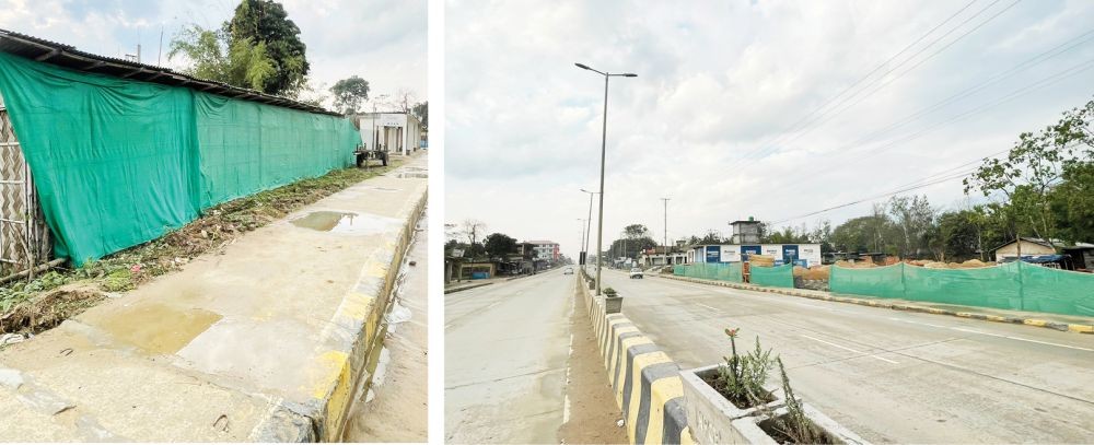 Several areas along the National Highway-29 are seen covered with green shade net on April 2 as Nagaland gears up to host Business 20 (B20) Conference of the G20 forum in Kohima from April 4-6, and goes all out to portray as ‘presentable’ image to the visiting delegates. In the run-up to the ‘Conference on Opportunities for Multilateral Business Partnerships in Agriculture and Food Processing,’ the government machineries has issued several advisories, including directives to hang ‘presentable and transparent blinds with uniform colours’ as well as prohibiting parking and dumping of garbage/waste on the roadside on several stretches. The advisories are  accompanied with hasty makeover as well as other cleaning activities. (Morung Photos)